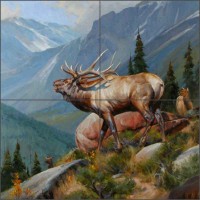 Ceramic Tile Mural Backsplash Aldrich Elk Wildlife Animal Art  RW-EA009   361741995323